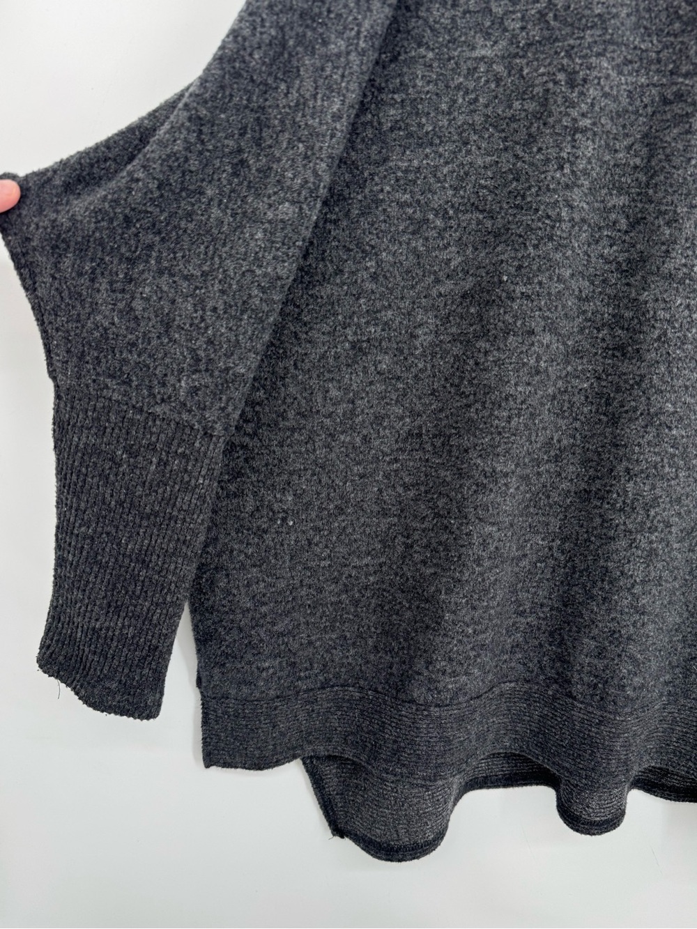 Zenana Charcoal Cowl Neck Poncho Sweater Cozy Boho Lagenlook Oversized Size XL - Picture 3 of 9
